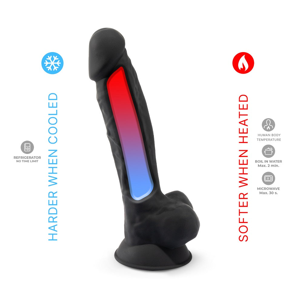7 inch Realistic Silicone Dual Density Dildo with Suction Cup and balls Black