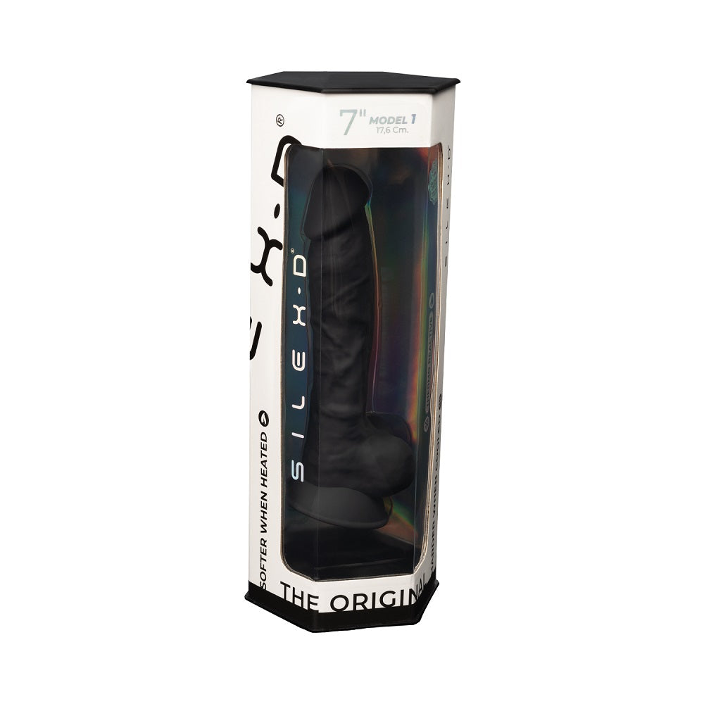 7 inch Realistic Silicone Dual Density Dildo with Suction Cup and balls Black
