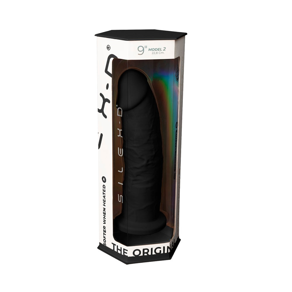 9 inch Realistic Girthy Silicone Dual Density Dildo with Suction Cup Black
