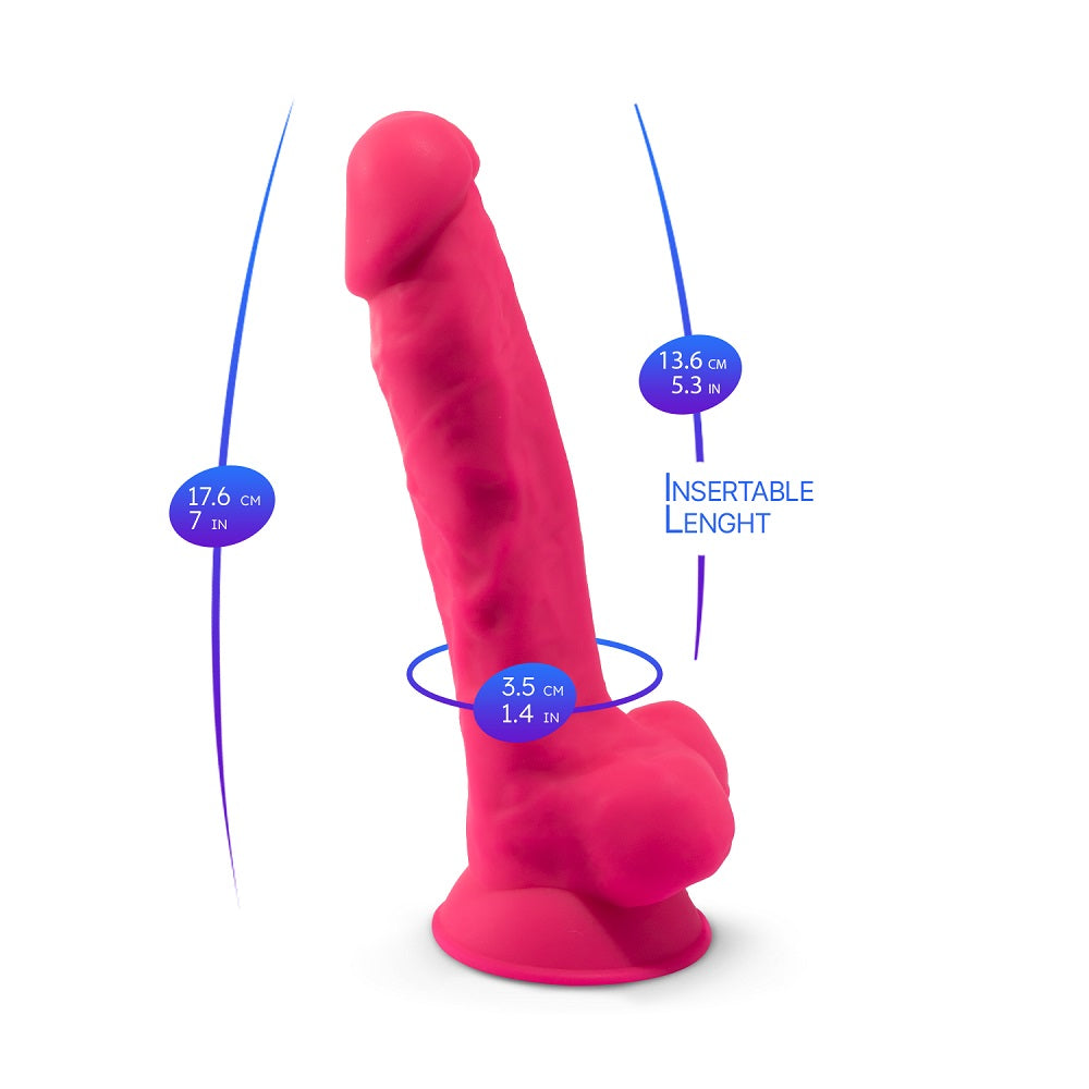 7 inch Realistic Silicone Dual Density Dildo with Suction Cup and Balls Pink