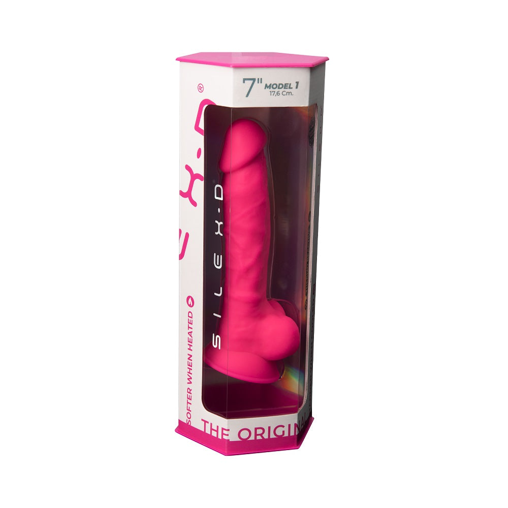 7 inch Realistic Silicone Dual Density Dildo with Suction Cup and Balls Pink
