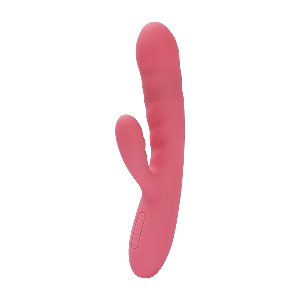 Avery Thrusting Vibrator with Clitoral Stimulator Pink