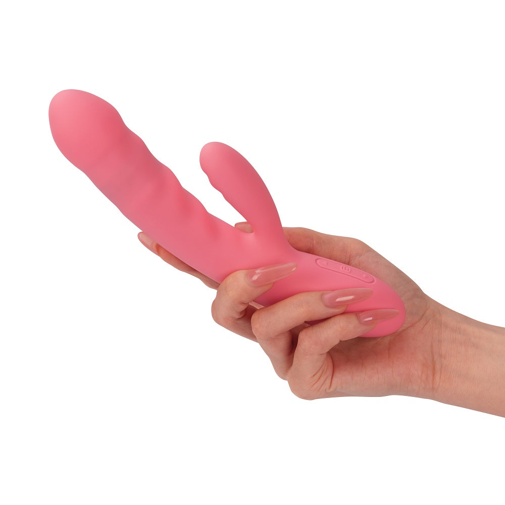 Avery Thrusting Vibrator with Clitoral Stimulator Pink