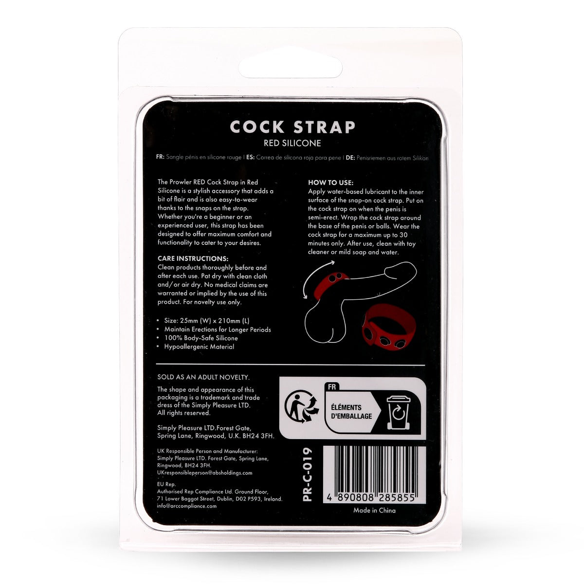 Prowler RED Red Silicone Cock Strap