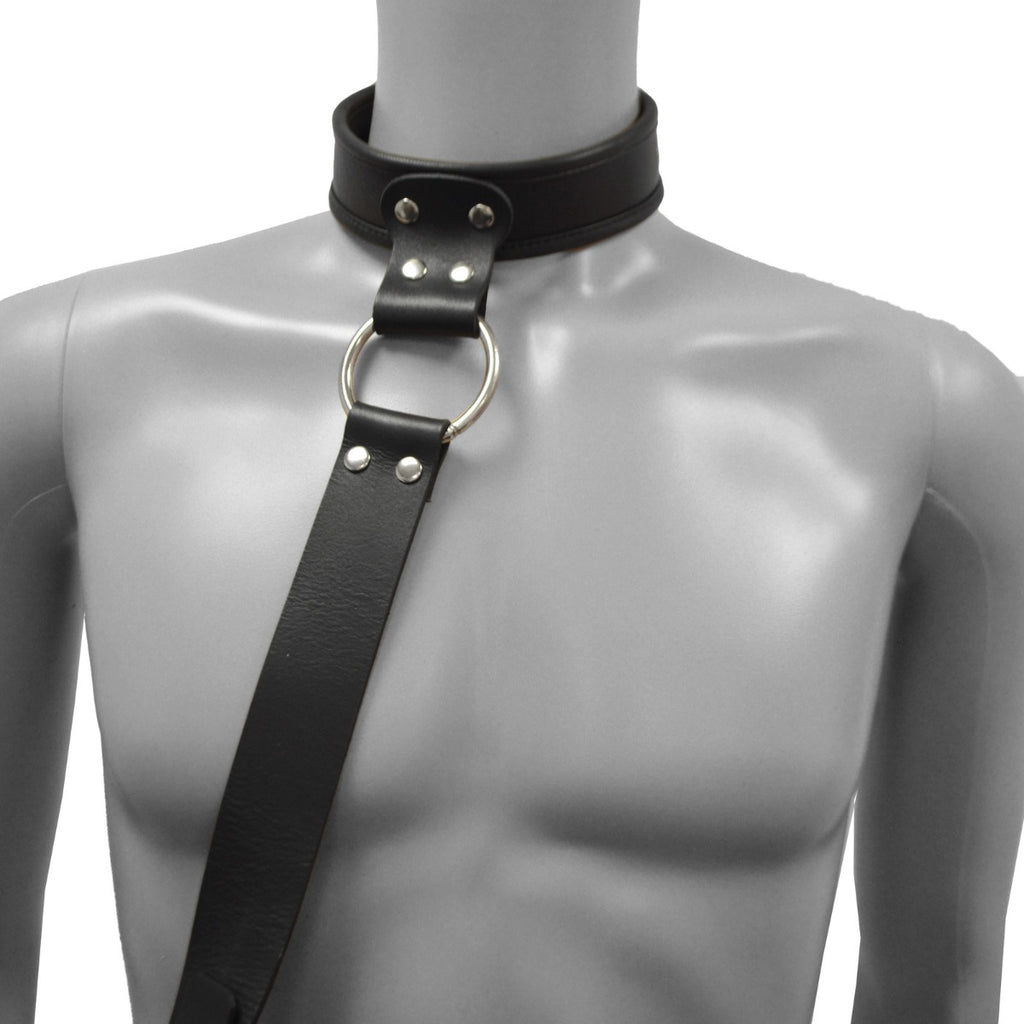 Prowler RED Leather Collar with Strap
