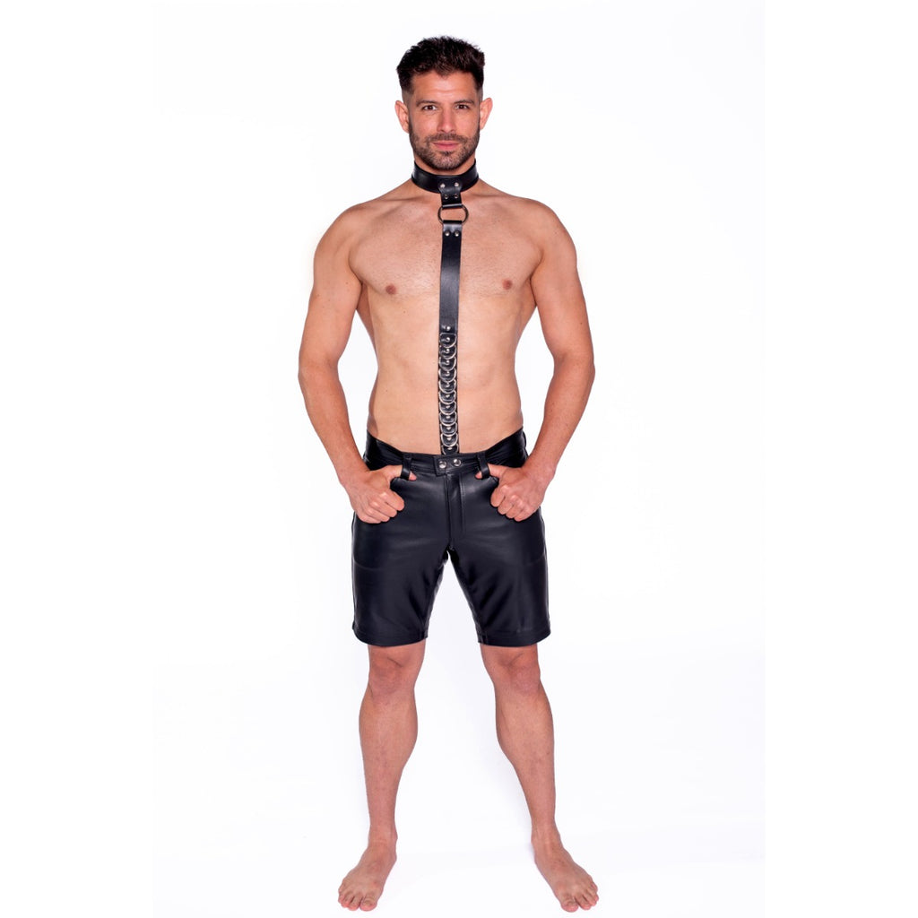 Prowler RED Leather Collar with Strap