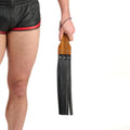 Prowler RED Leather and Wood Fringe Paddle