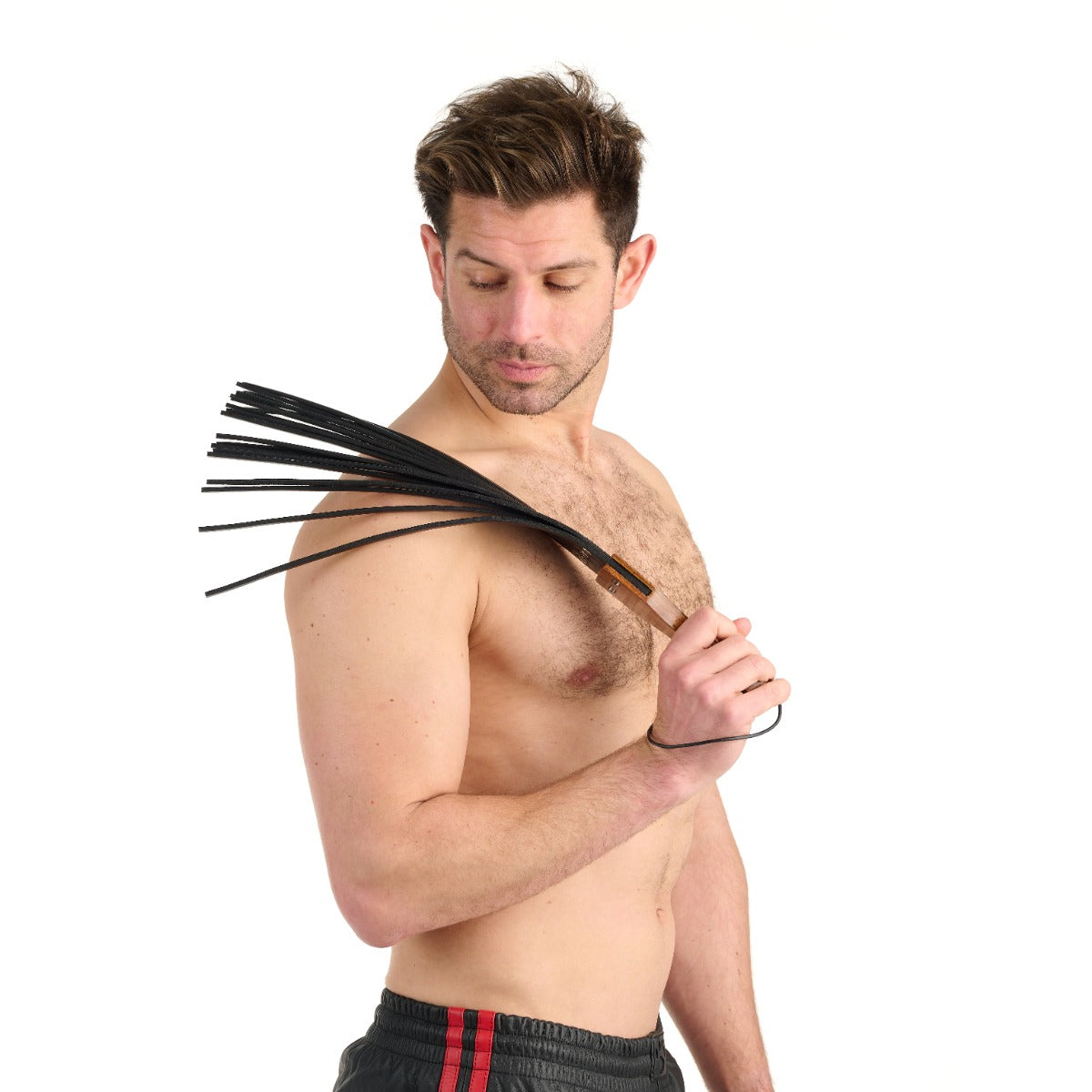 Prowler RED Leather and Wood Fringe Paddle