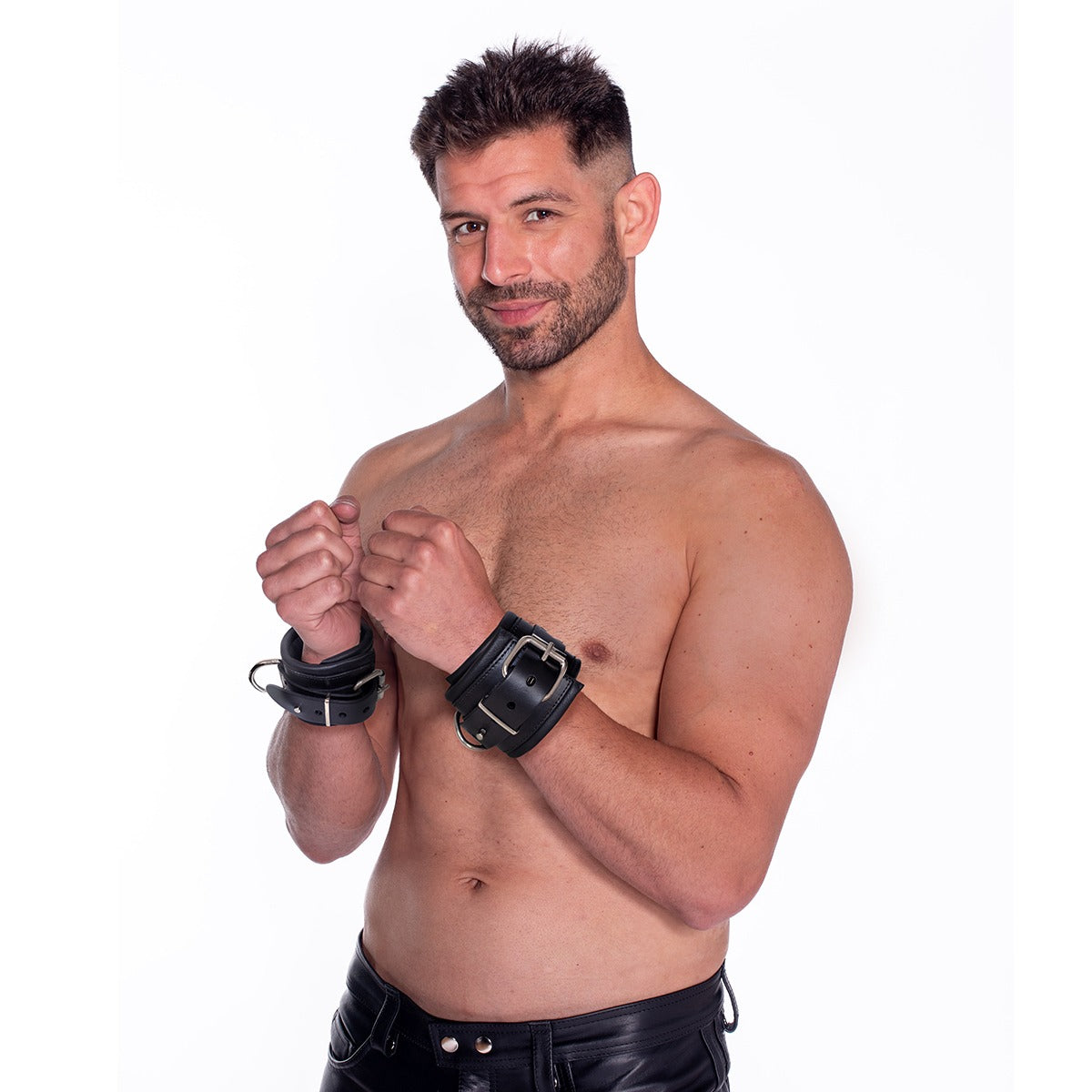 Prowler RED Leather Lockable Wrist Restraints SM