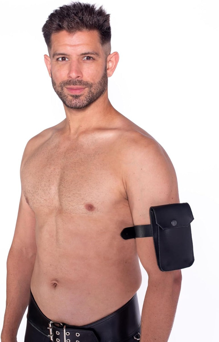 Prowler RED Leather Bicep Pouch With Adjustable Buckle