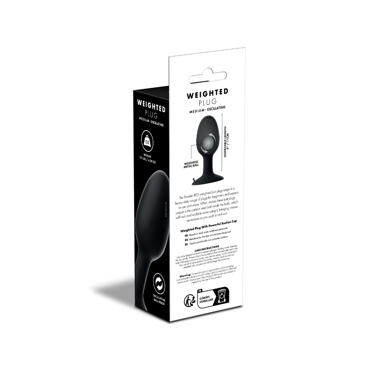 Prowler RED Medium Weighted Butt Plug Black
