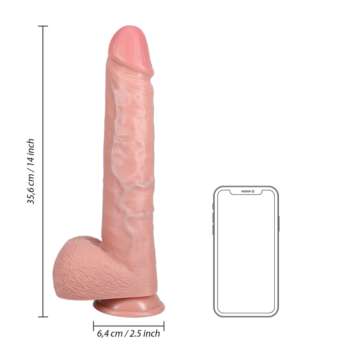 RealRock Extra Long Dildo With Balls Flesh 14 Inch