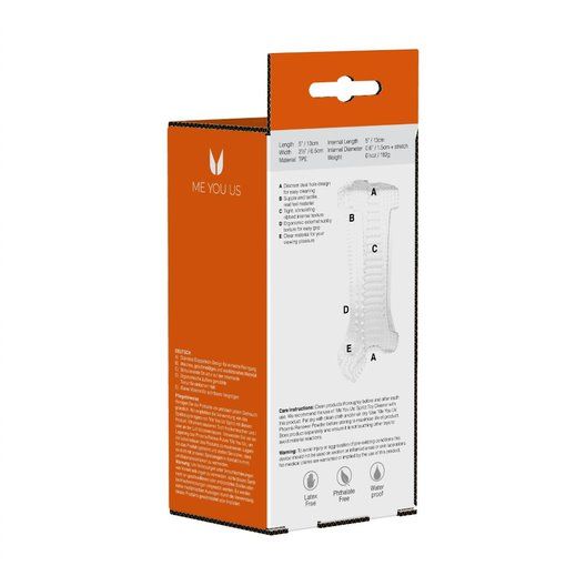 Me You Us Ripple Dual End Stroker Male Masturbator Transparent