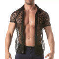 Lace Short Sleeves Shirt - Size : XXL