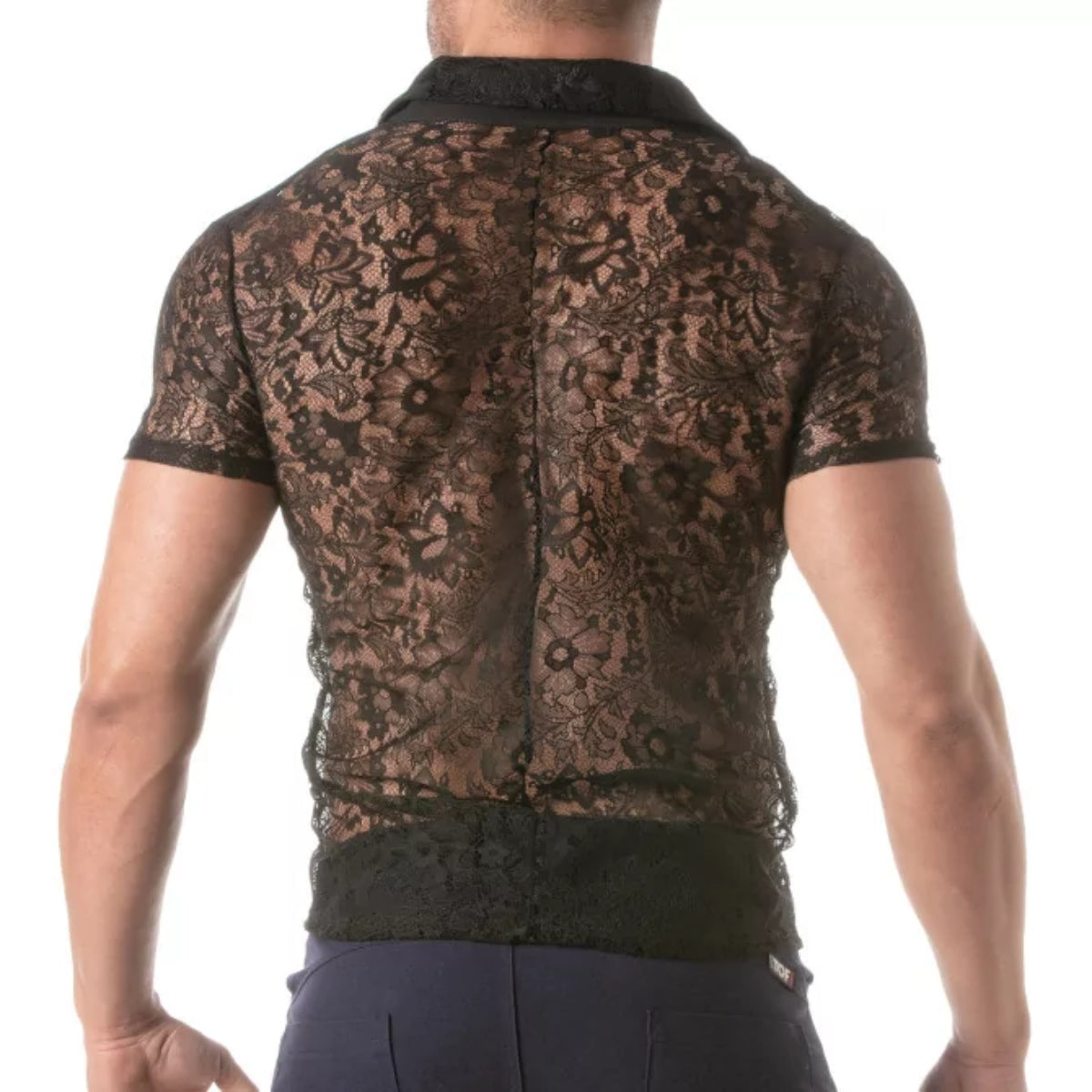 Lace Short Sleeves Shirt - Size : XXL