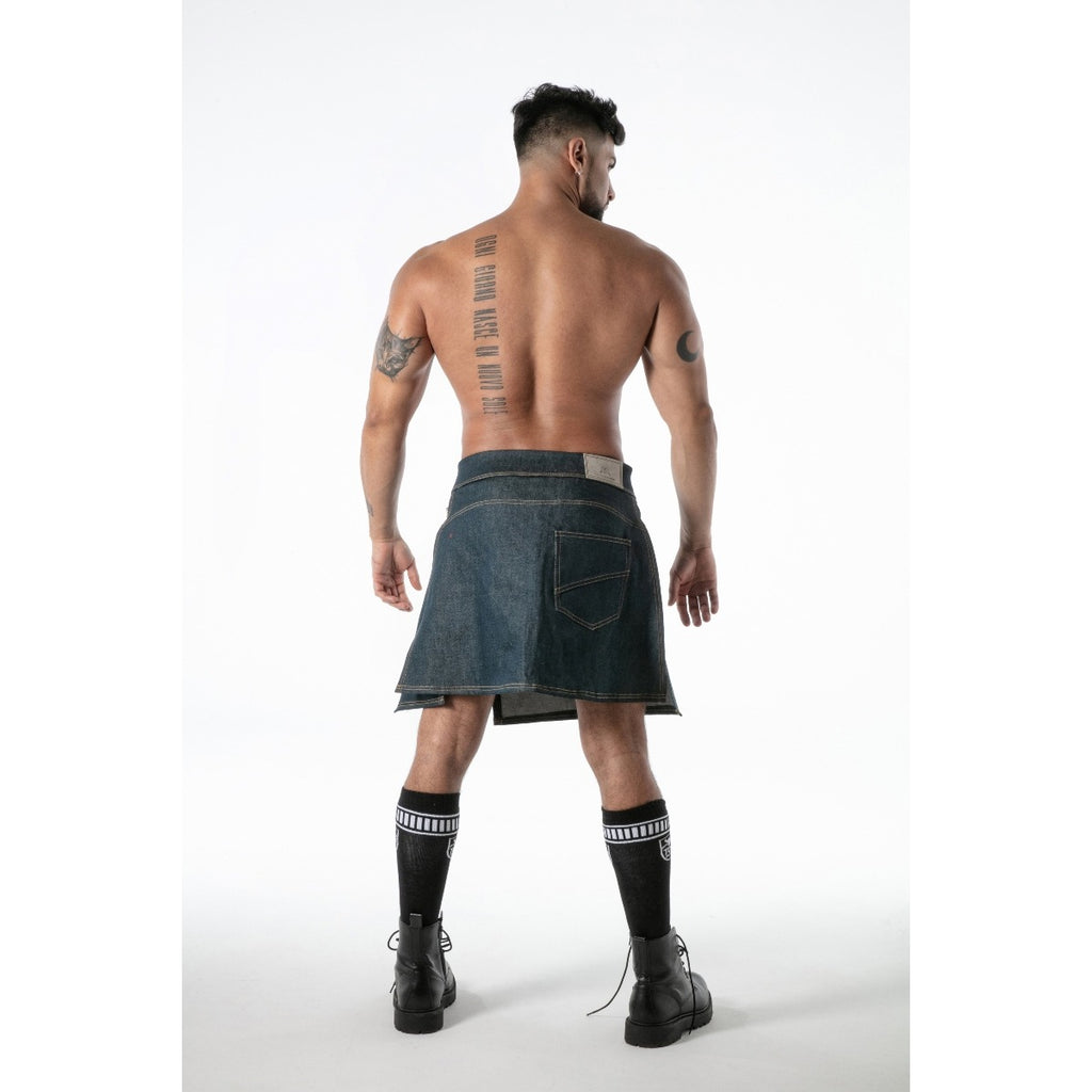 TOF Paris Raw Denim Zip Kilt Medium